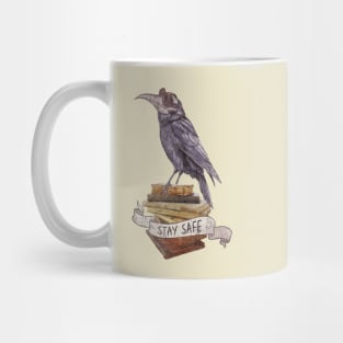 : Crow Plague Doctor Say quote stay safe vintage style Mug